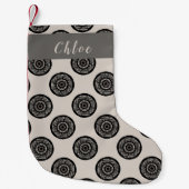 ホイパーソナライズされたールパターンモチャブラウン スモールクリスマスストッキング (正面)