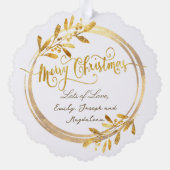 ホイフェイクルの緑の枠メリークリスマス オーナメントカード (裏面)