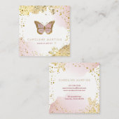 ホイフェイクルグリッター水色赤面蝶 スクエア名刺 (正面/裏面)