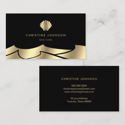 ホイフェイクル波黄金の貝殻の黒 名刺 (正面/裏面)