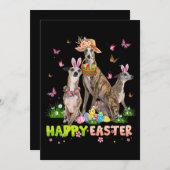 ホイペットハッピーイースターバニーエッグスイースターギフトキッズ シーズンカード (正面/裏面)