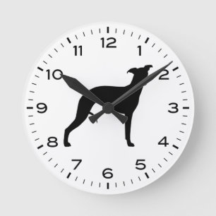 ホイペット犬が育ったシルエット ラウンド壁時計