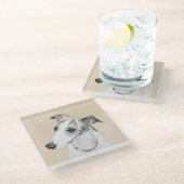 ホイペット絵画の可愛いオリジナルドッグアート ガラスコースター (アングル)