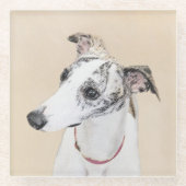 ホイペット絵画の可愛いオリジナルドッグアート ガラスコースター (正面)