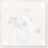 ホイペット絵画の可愛いオリジナルドッグアート ガラスコースター (裏面)