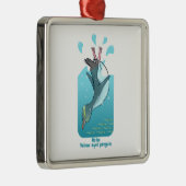 ホイホイエローアイペンギン遊泳 メタルオーナメント (右)