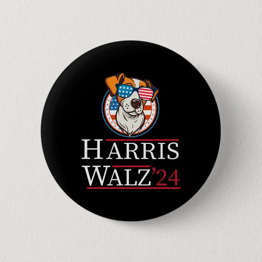 ホイマー2024おもしろい犬選挙Kamala Harris Tim 缶バッジ (正面)