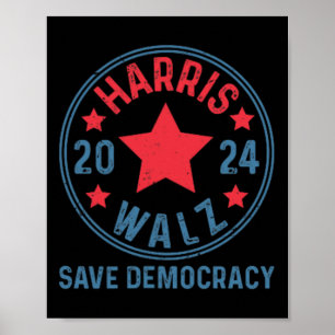ホイマー2024救民主主義Kamala Harris Tim Walt ポスター