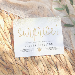 ホイモダント&金ゴールドサプライズ誕生日パーティー インビテーションポストカード