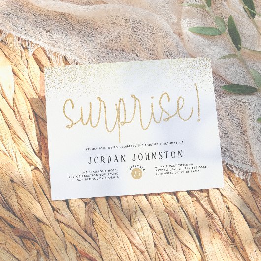 ホイモダント&金ゴールドサプライズ誕生日パーティー インビテーションポストカード