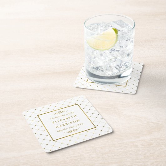 ホイモダンルとホワイトフォイルの効結婚果 スクエアペーパーコースター (インサイチュ)