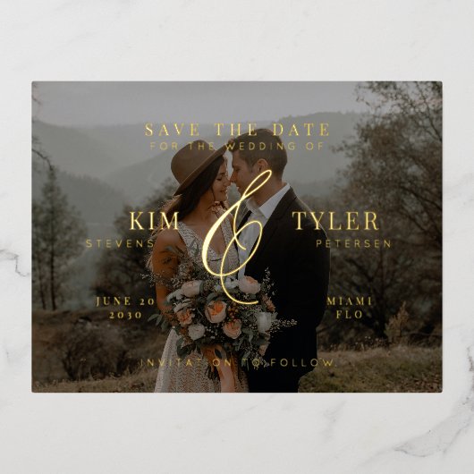 ホイモダンルエレガントフォト日付はがき保存 箔シーズンポストカード (正面)