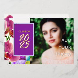 ホイモダンルスタイリッシュ卒業写真 箔招待状