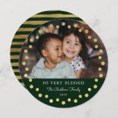 ホイモダンル金ゴールドドット写真オーナメント緑 シーズンカード (正面/裏面)