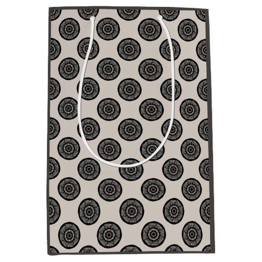 ホイモダンール柄モカ茶色トープ ミディアムペーパーバッグ (正面)