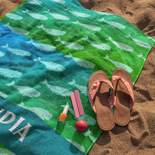 ホイリークールビーチタオル – 名前をカスタムする版！ ビーチタオル