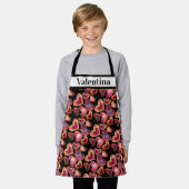 ホイルかわいらしテクスチャスタック二重ハート棒つきキャンデー エプロン (着用した状態)