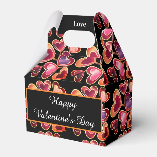 ホイルかわいらしテクスチャスタック二重ハート棒つきキャンデー フェイバーボックス (正面サイド)