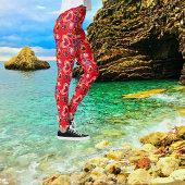 ホイルかわいらしテクスチャスタック二重ハート棒つきキャンデー レギンス