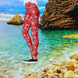 ホイルかわいらしテクスチャスタック二重ハート棒つきキャンデー レギンス