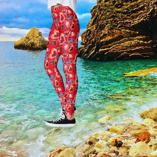 ホイルかわいらしテクスチャスタック二重ハート棒つきキャンデー レギンス