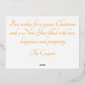 ホイルかわいらしフォイルカスタムカードの休日 箔招待状 (裏面)