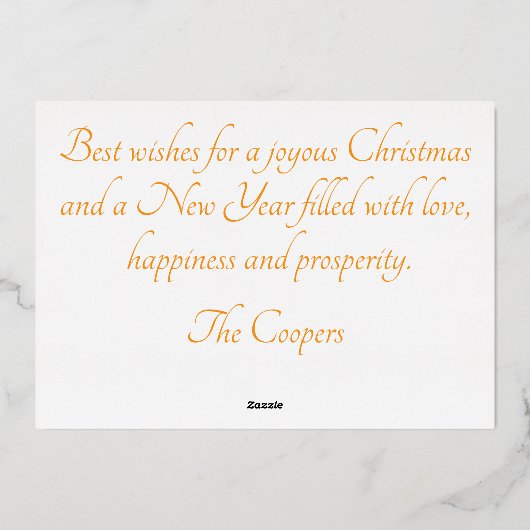 ホイルかわいらしフォイルカスタムカードの休日 箔招待状 (裏面)