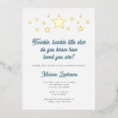 ホイルきらめく小さな星の赤ちゃんシャワー 箔招待状 (正面)