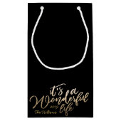 ホイルそれは素晴らしい人生のレタリングクリスマス スモールペーパーバッグ (裏面)