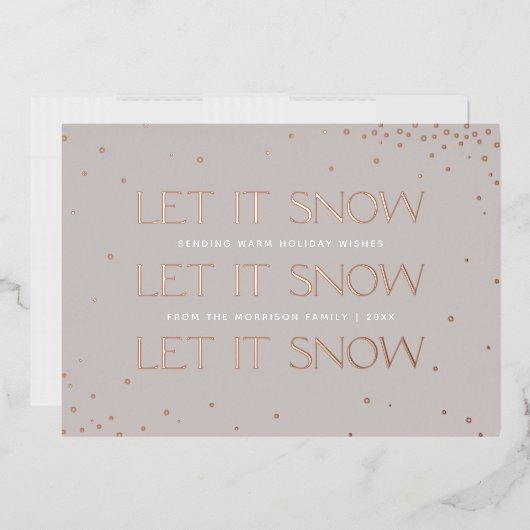 ホイルそれ雪の休日フォトカード – Taupe 箔招待状 (封筒)
