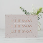 ホイルそれ雪の休日フォトカード – Taupe 箔招待状 (立ち正面)