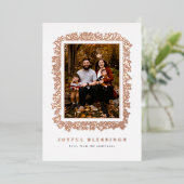 ホイルで押されたクリスマスの実で作られたフレームのフォトカード 箔シーズンカード (立ち正面)