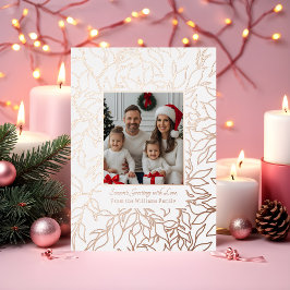 ホイルのクリスマスカードテンプレート2写真植物学 箔シーズンカード