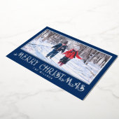 ホイルのクリスマスフォトカード（ブルーの休日） 箔シーズンカード (回転した状態)