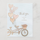 ホイルのタンデムバイクとハートバルーンフェイク。 ポストカード (正面)