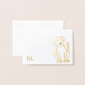 ホイルのラブラドール犬のメッセージカード-金ゴールドか銀 箔カード (封筒付き正面)