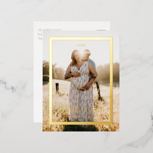 ホイルはまだフレームに最高の対して来シンプルのフレームを作成 箔シーズンポストカード (正面/裏面)