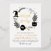 ホイルはハロウィンの不気味誕生日パーティーを開こう 箔招待状 (正面)