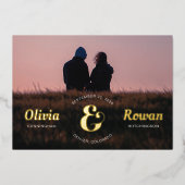 ホイルアンパサンド切手フルフォト日付カードの保存 箔招待状 (正面)