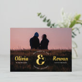 ホイルアンパサンド切手フルフォト日付カードの保存 箔招待状 (立ち正面)