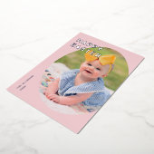 ホイルイースターエッグフレームホリデーフォトカード – ピンク 箔シーズンカード (回転した状態)