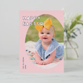 ホイルイースターエッグフレームホリデーフォトカード – ピンク 箔シーズンカード (立ち正面)