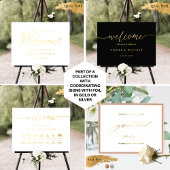 ホイルウェルカム結婚プラグなし式ブラックサイン 箔ポスター