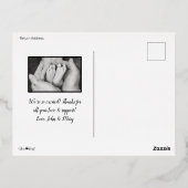 ホイルエレガントスクリプトブラック&ホワイト誕生はがき 箔招待状ポストカード (裏面)