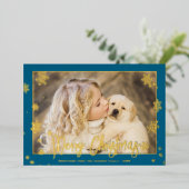 ホイルエレガントスクリプトメリークリスマスフォト 箔シーズンカード (立ち正面)