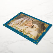 ホイルエレガントスクリプトメリークリスマスフォト 箔シーズンカード (回転した状態)