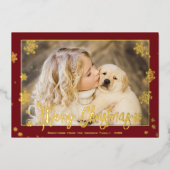 ホイルエレガントスクリプトメリークリスマスフォト 箔シーズンカード (正面)