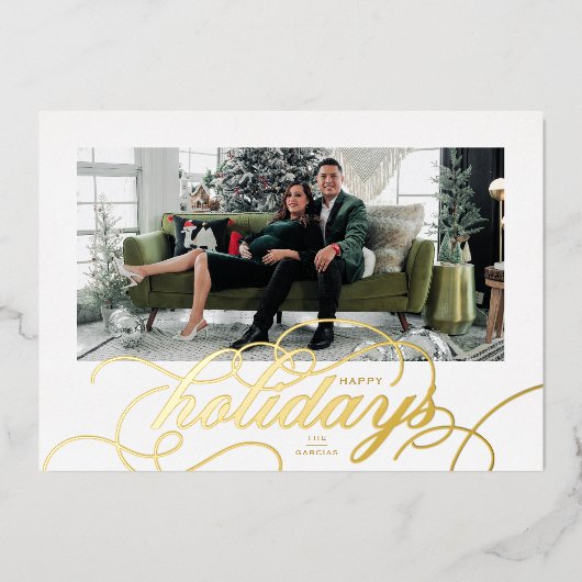 ホイルエレガントフフォーマルライ文字の休日の写真 箔シーズンカード (正面)