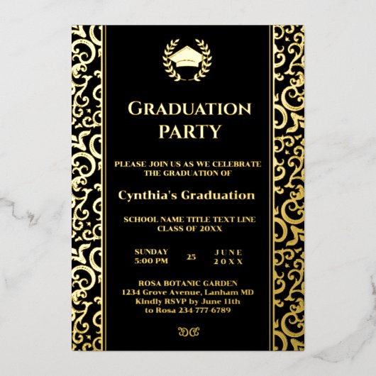 ホイルエレガントフレーム卒業招待状 箔招待状 (正面)