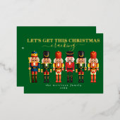 ホイルエレガントモダンくるみ割りクリスマスカード 箔シーズンポストカード (正面/裏面)